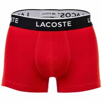 LACOSTE Herren Boxershorts, 3er Pack - Trunks, Casual, Cotton Stretch, Logobund Schwarz/Rot/Grün S