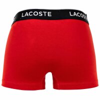 LACOSTE Herren Boxershorts, 3er Pack - Trunks, Casual, Cotton Stretch, Logobund Schwarz/Rot/Grün S