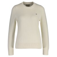 GANT Damen Strickpullover - CLASSIC COTTON C-NECK, Rundhals, Feinstrick, Baumwolle Creme L
