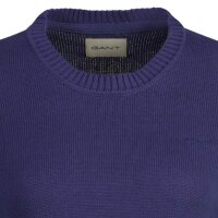 GANT womens knitted jumper - CLASSIC COTTON C-NECK, round neck, fine knit, cotton Blue (Dusty Navy) M (Medium)