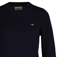 GANT womens knitted jumper - CLASSIC COTTON C-NECK, round neck, fine knit, cotton Blue (Evening Blue) S (Small)