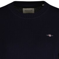 GANT womens knitted jumper - CLASSIC COTTON C-NECK, round neck, fine knit, cotton Blue (Evening Blue) S (Small)