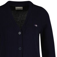 GANT Damen Strickjacke - CLASSIC COTTON CARDIGAN, Knopfleiste, Feinstrick, Baumwolle Blau (Evening Blue) S