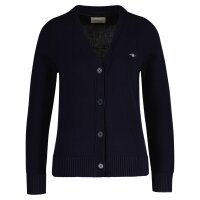GANT womens cardigan - CLASSIC COTTON CARDIGAN, button placket, fine knit, cotton Blue (Evening Blue) S (Small)