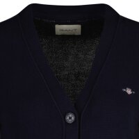 GANT Damen Strickjacke - CLASSIC COTTON CARDIGAN, Knopfleiste, Feinstrick, Baumwolle Blau (Evening Blue) 2XL