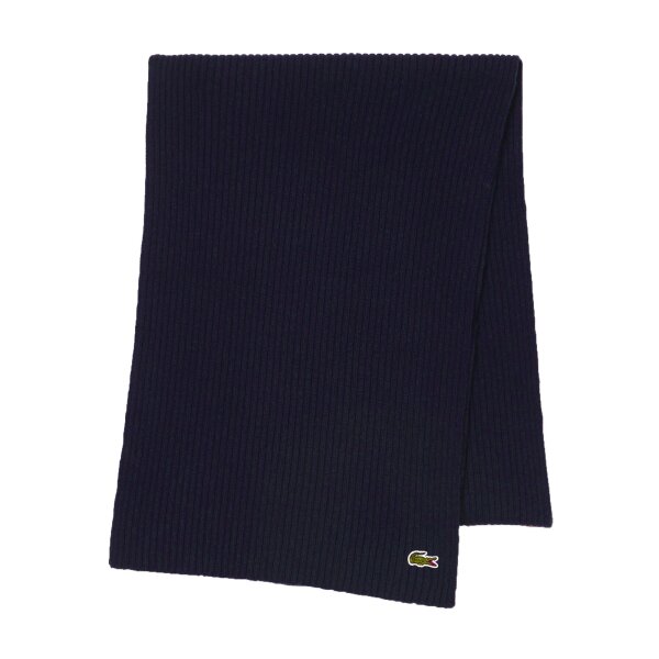 LACOSTE unisex scarf - logo, wool, single-coloured Dark blue
