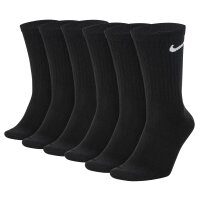 NIKE Unisex Tennis Socks, 6-pack - Cushioned - Training Crew Socks, Solid Color, Logo Black 38-42 (UK 5-8)