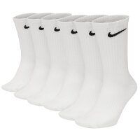 NIKE Unisex Tennissocken, 6er Pack - Cushioned - Training Crew Socks, einfarbig, Logo Weiß 38-42