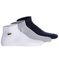LACOSTE unisex sneaker socks, 3-pack - cotton blend, solid colour, logo White/Grey/Dark Blue 35-38