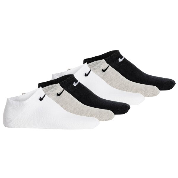 NIKE Unisex Sneaker Socks, 6-pack - Lightweight - No Show Sneaker, solid color, logo White/Black/Grey 38-42 (UK 5-8)
