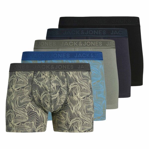 JACK&JONES Herren Boxershorts, 5er Pack - JACCAMERON TRUNKS, Muster, Logobund