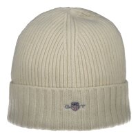 GANT Unisex Mütze - SHIELD WOOL BEANIE, Rippstrick, Woll-Mix, Logo One Size