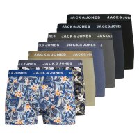 JACK&JONES mens boxer shorts, pack of 7 - JACMASON FLOWER TRUNKS, floral, logo waistband Green/Blue/Black S (Small)