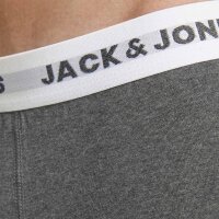 JACK&JONES Herren Boxershorts, 12er Pack - JACSOLID TRUNKS, Baumwoll-Stretch, Logobund Schwarz/Blau/Grau S
