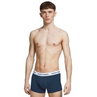 JACK&JONES Mens Boxer Shorts, 12-pack - JACSOLID TRUNKS, Cotton Stretch, Logo Waistband Black/Blue/Grey S (Small)