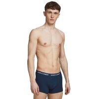 JACK&JONES Herren Boxershorts, 12er Pack - JACSOLID TRUNKS, Baumwoll-Stretch, Logobund Schwarz/Blau/Grau 2XL