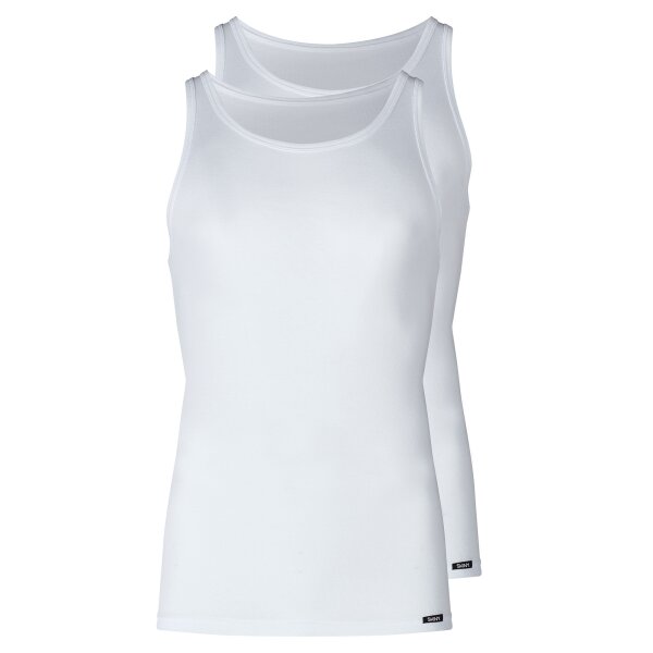 SKINY Herren Unterhemden, 2er Pack - Tank Top DP, ärmellos, Feinripp, Baumwolle Weiß XL