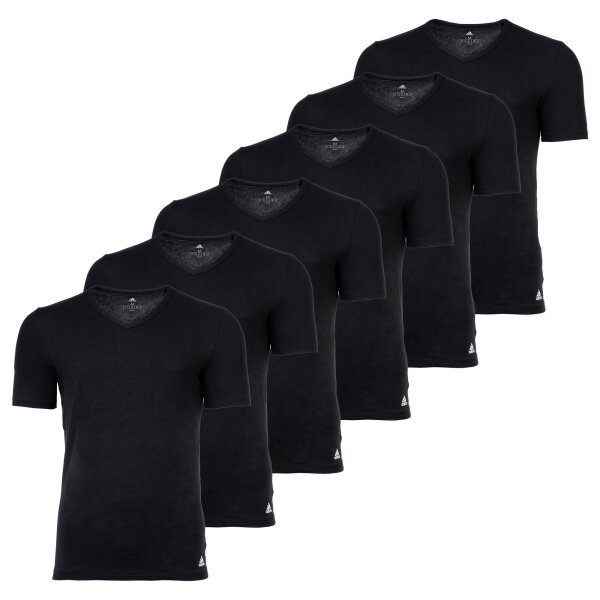 adidas Herren T-Shirt, 6er Pack - Active Flex Cotton, V-Ausschnitt, uni Schwarz S