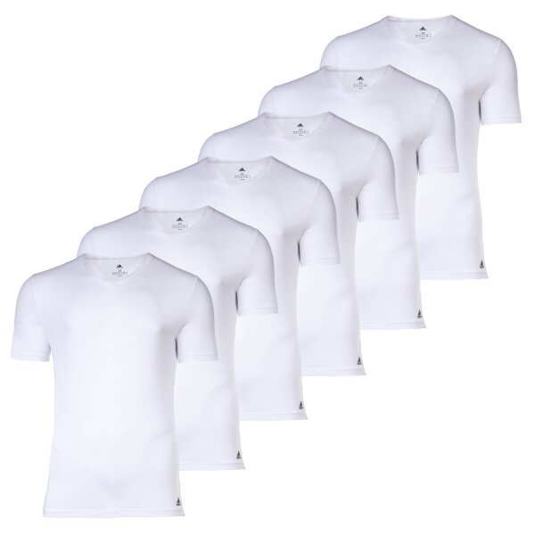 adidas Herren T-Shirt, 6er Pack - Active Flex Cotton, V-Ausschnitt, uni Weiß S