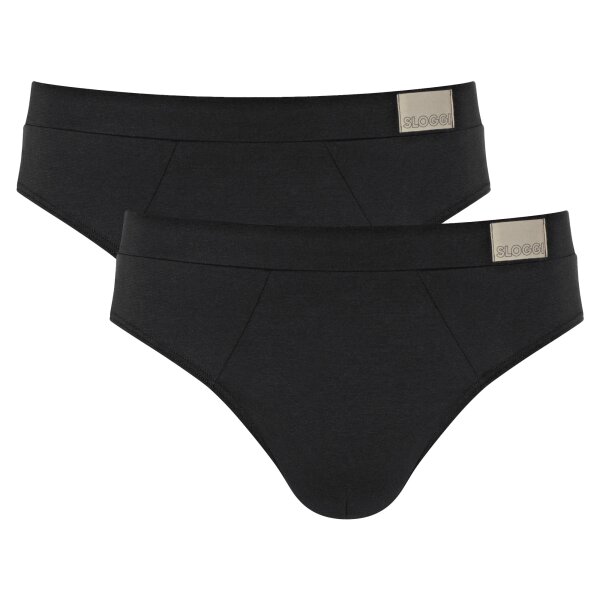 Sloggi Herren Slips, 2er Pack - GO Natural Brief C2P, Unterhose, Cotton Stretch Schwarz S