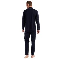 HOM Herren Schlafanzug, 2-tlg. Set - "Albert", lang, Pyjama, Baumwolle Blau 2XL