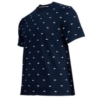 LACOSTE mens T-shirt - loungewear, round neck, cotton blend, pattern Blue/White L (Large)