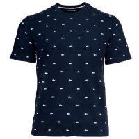 LACOSTE mens T-shirt - loungewear, round neck, cotton blend, pattern Blue/White S (Small)