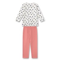 Sanetta Mädchen Schlafanzug, 2-tlg. Set - lang, Pyjama, Bio-Baumwolle, Motiv Rosa/Weiß 104
