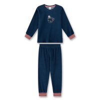 Sanetta Mädchen Schlafanzug, 2-tlg. Set - lang, Pyjama,Terry, Motiv Blau 104