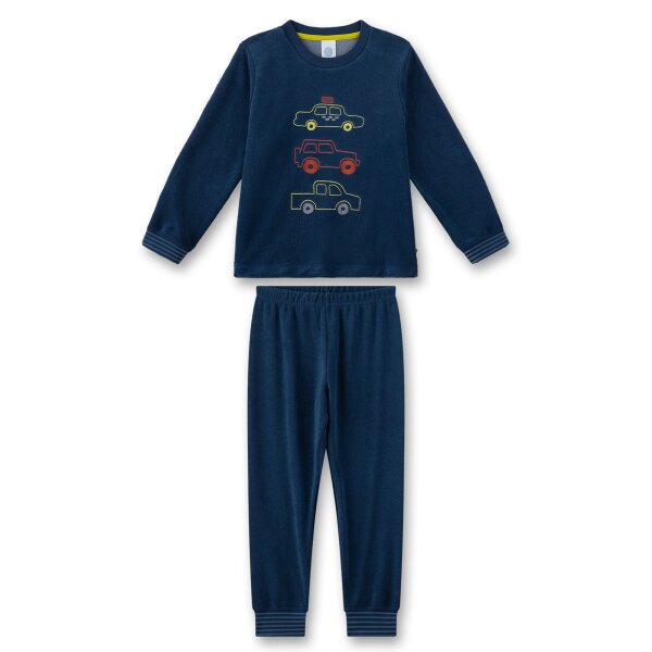 Sanetta Jungen Schlafanzug - Nachtwäsche, Pyjama, lang,Terry, Motiv Blau 128