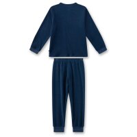 Sanetta Jungen Schlafanzug - Nachtwäsche, Pyjama, lang,Terry, Motiv Blau 128