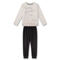 Sanetta Mädchen Schlafanzug, 2-tlg. Set - lang, Pyjama, Baumwolle, Motiv Beige/Braun 140