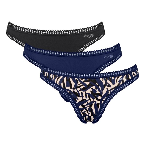 Sloggi Damen Strings, 3er Pack - GO Crush String C3P, Unterhose, Stretch-Baumwolle Blau XS