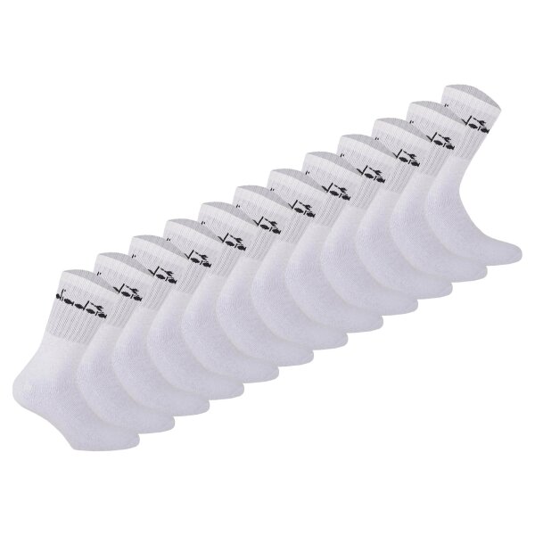 Diadora Unisex Tennis Socks - 12 Pack, Logo White 43-46