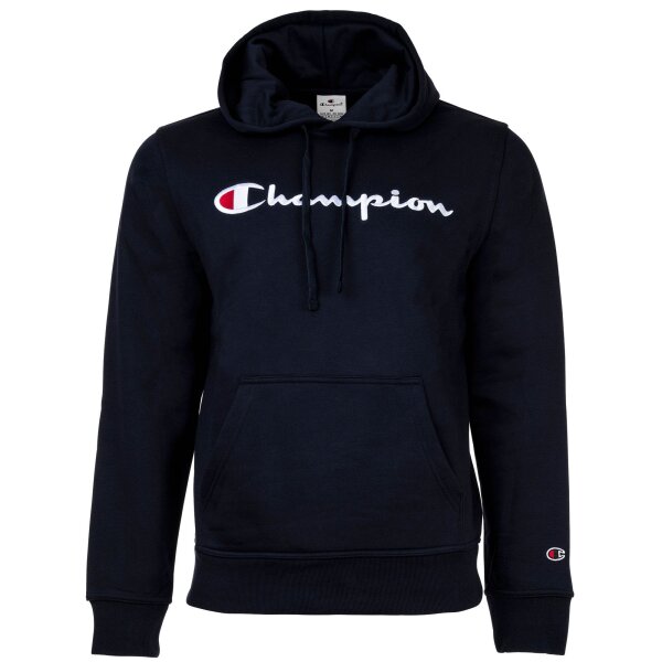 Champion Herren Hoodie - Hooded Sweatshirt, Pullover, Logo, Kapuze, einfarbig Dunkelblau M