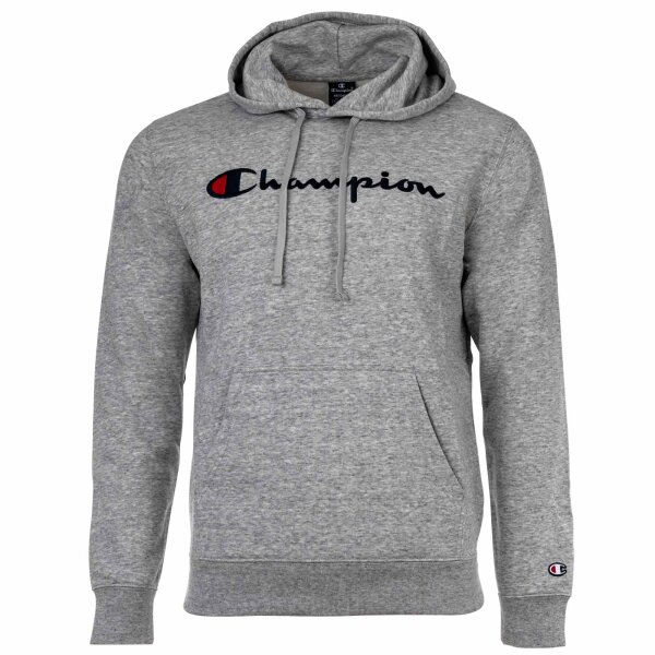 Champion Herren Hoodie - Hooded Sweatshirt, Pullover, Logo, Kapuze, einfarbig Grau M