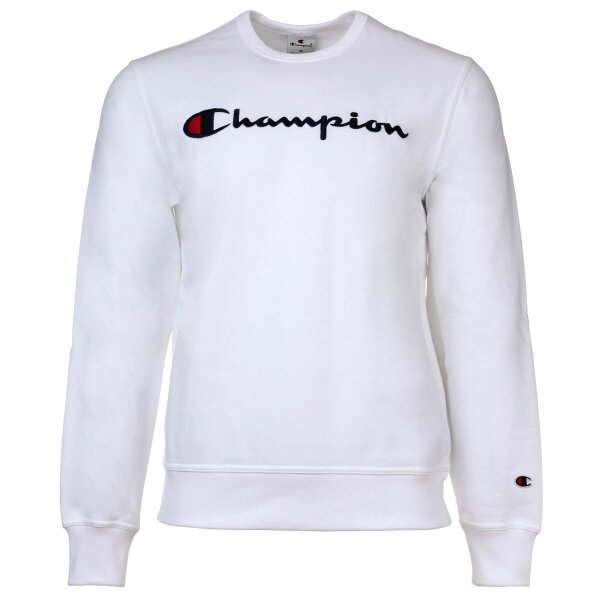 Champion Mens Sweatshirt - Crewneck Sweatshirt, Long Sleeve, Logo, Solid Colour White L (Large)