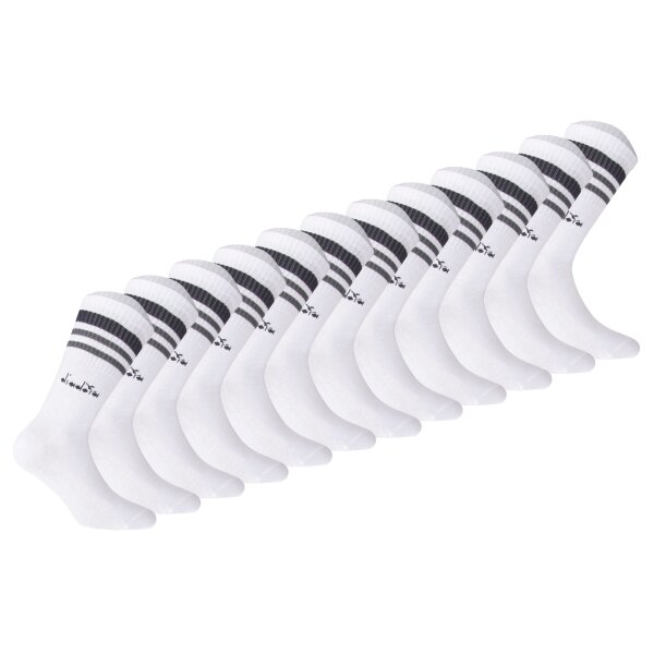 Diadora Unisex Tennis Socks - 12 Pack, Logo, Stripes White 39-42