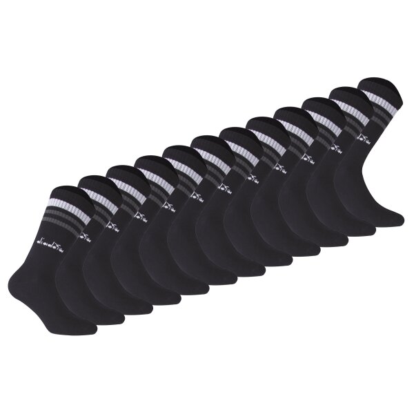 Diadora Unisex Tennissocken - 12er Pack, Logo, Streifen Dunkelblau 39-42