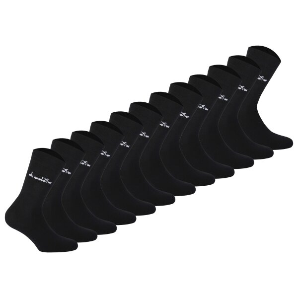 Diadora Unisex Socken, 12er Pack - Sportsocken, Baumwolle, Logo, einfarbig Schwarz 35-38