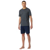 SCHIESSER Herren Schlafanzug, kurz - Casual Essentials, Rundhals, Baumwolle Anthrazit S