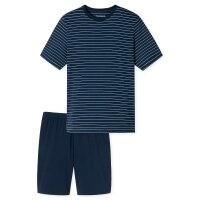 SCHIESSER mens pajamas, short - Casual Essentials, round neck, cotton Dark blue 4XL (XXXX-Large)