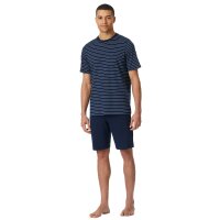 SCHIESSER mens pajamas, short - Casual Essentials, round neck, cotton Dark blue 4XL (XXXX-Large)