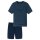 SCHIESSER mens pajamas, short - Casual Essentials, round neck, cotton Dark blue 4XL (XXXX-Large)