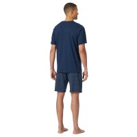 SCHIESSER Herren Schlafanzug, kurz - Casual Essentials, V-Ausschnitt, Baumwolle Dunkelblau S