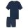 SCHIESSER mens pajamas, short - Casual Essentials, round neck, cotton Dark blue S (Small)