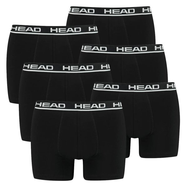 HEAD Mens Boxer Shorts, 6-Pack - Basic, Cotton Stretch, plain Black 2XL (XX-Large)