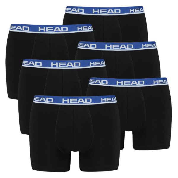 HEAD Mens Boxer Shorts, 6-Pack - Basic, Cotton Stretch, plain Black/Blue M (Medium)