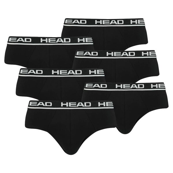 HEAD Mens Brief, Pack of 6 - Slips, Logo Waistband, Cotton Stretch Black L (Large)