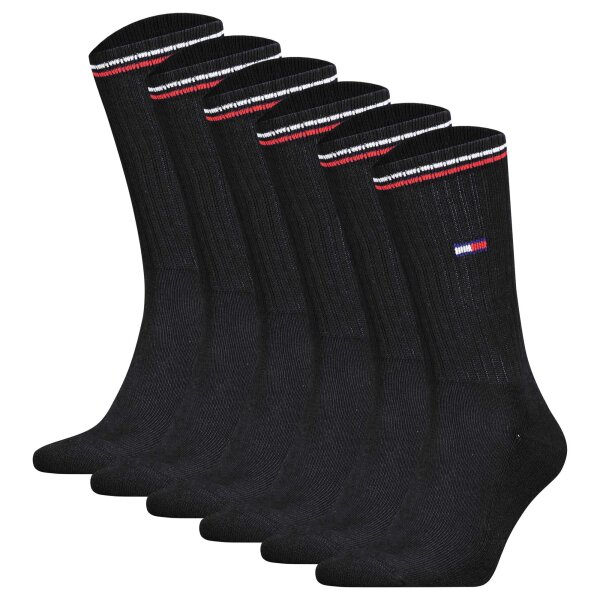 TOMMY HILFIGER Unisex Sportsocken, 6er Pack - UNI Iconic Sock, Tennissocken Schwarz 43-46